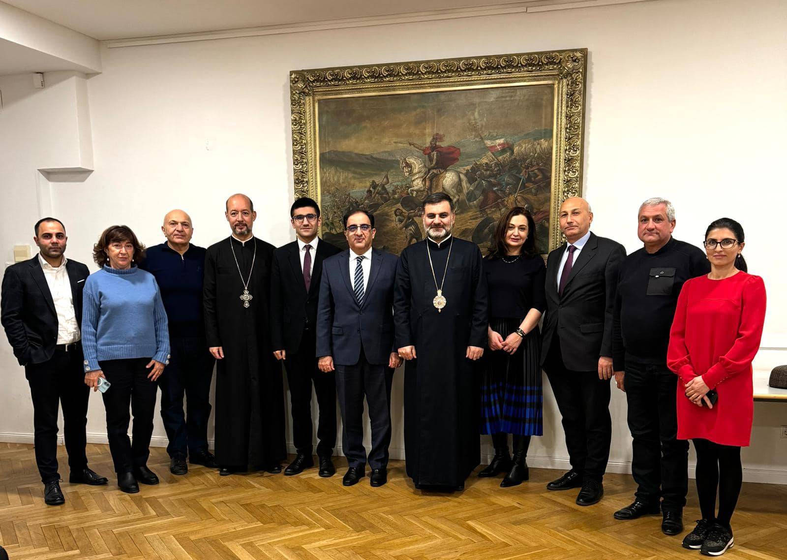 Ambassador Hovhannisyan met with the Patriarchal Delegate for Central Europe and Scandinavia, Bishop Tiran Petrosyan, and the Board of the Armenian Apostolic Church Community of Austria