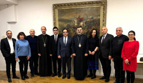 Ambassador Hovhannisyan met with the Patriarchal Delegate for Central Europe and Scandinavia, Bishop Tiran Petrosyan, and the Board of the Armenian Apostolic Church Community of Austria